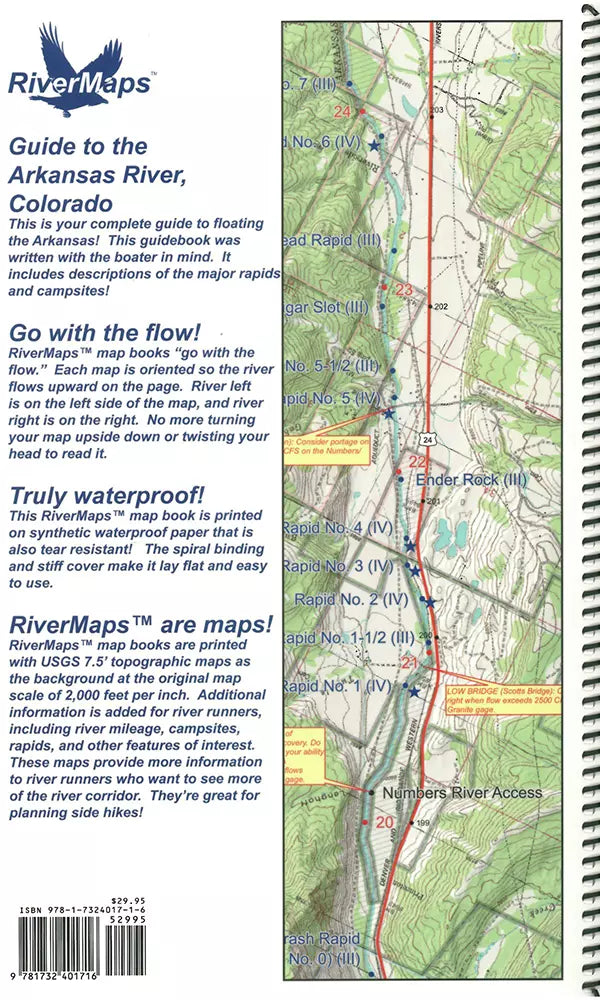 Rivermaps guide to the Arkansas River in Colorado.