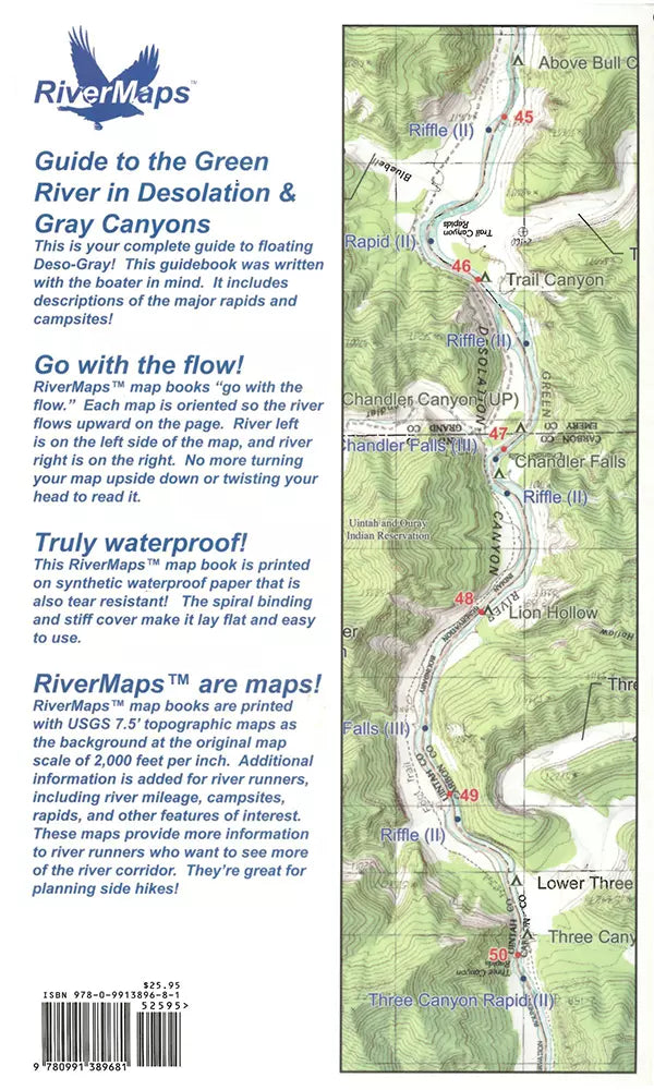 Waterproof Rivermaps guide books for the Green River in Desolation and Gray Canyons and Gray Campground.