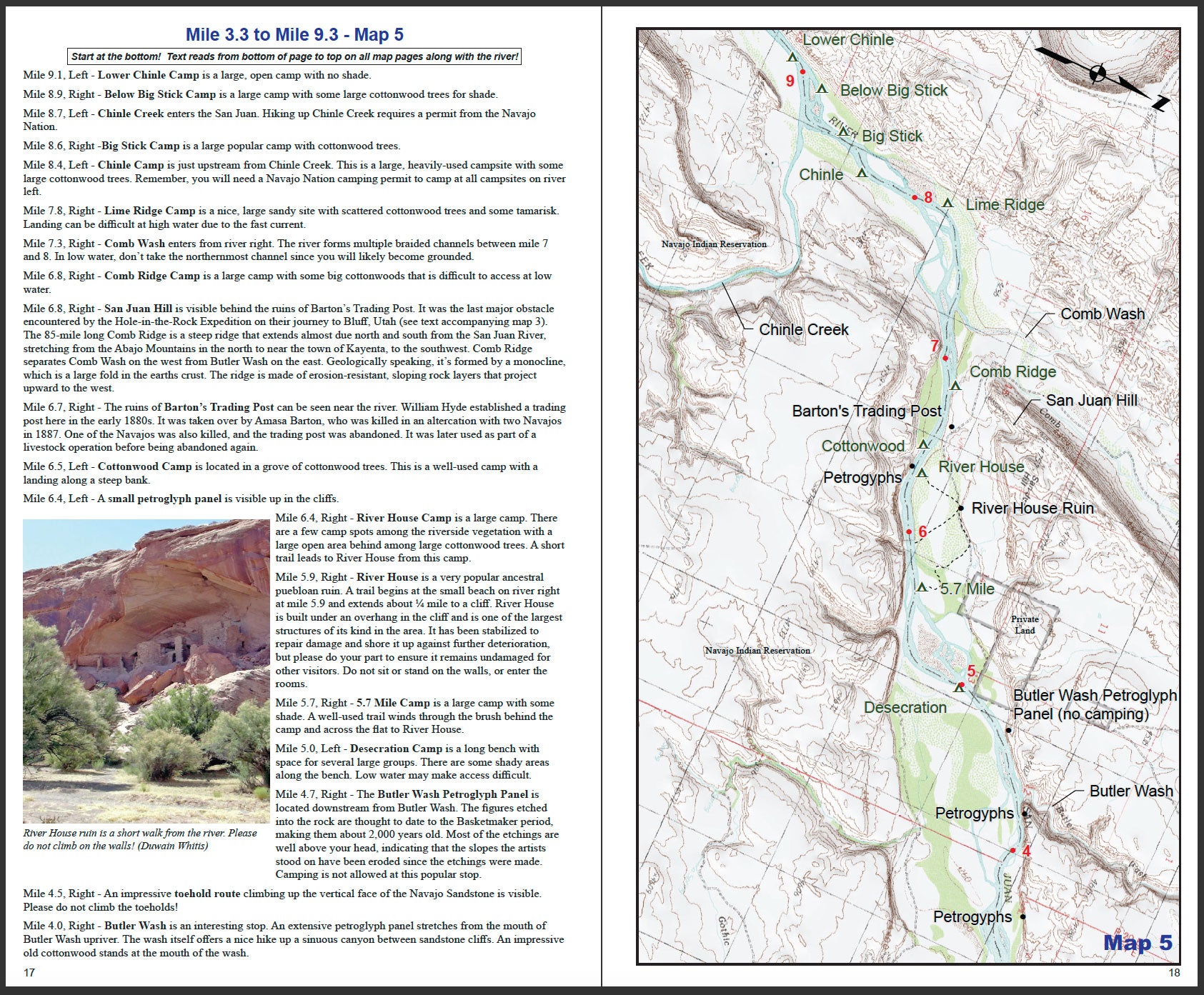 A Rivermaps waterproof map of the San Juan River trail and a Guide to the San Juan River in Utah for exploring the canyon.
