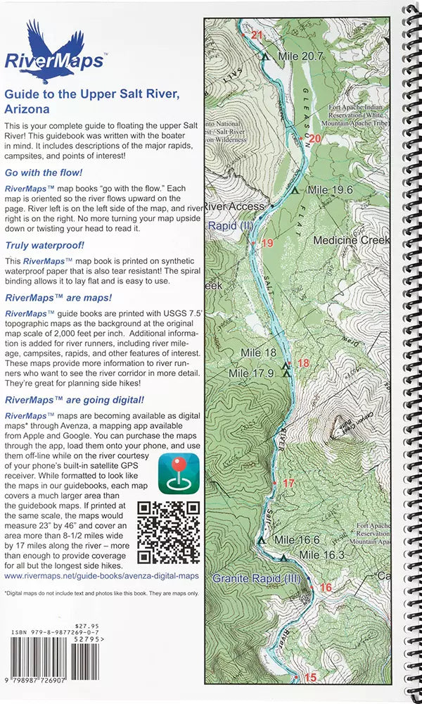 A Rivermaps waterproof guide book for the Guide to the Upper Salt River in Arizona.