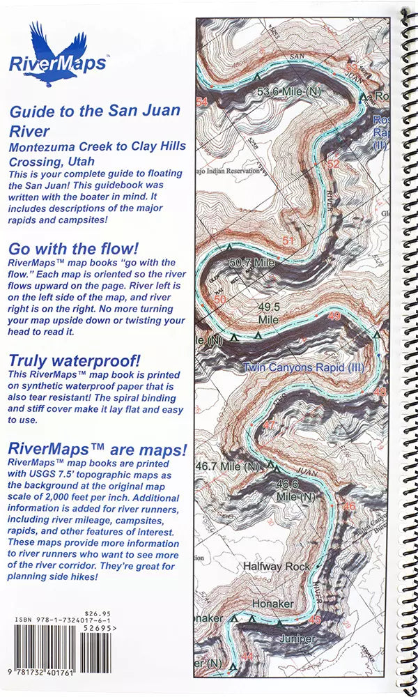 Waterproof Rivermaps guide book for the Guide to the San Juan River in Utah.