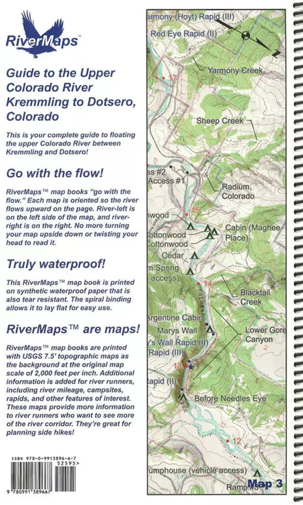 Waterproof Rivermaps river guide to the Upper Colorado, Kremmling to Dotsero in Colorado.