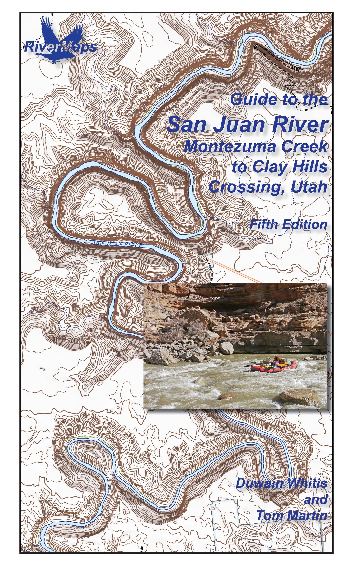 Rivermaps' "Guide to the San Juan River in Utah" features a cover image of rafters and provides detailed maps—perfect for anyone needing a comprehensive San Juan River guide.