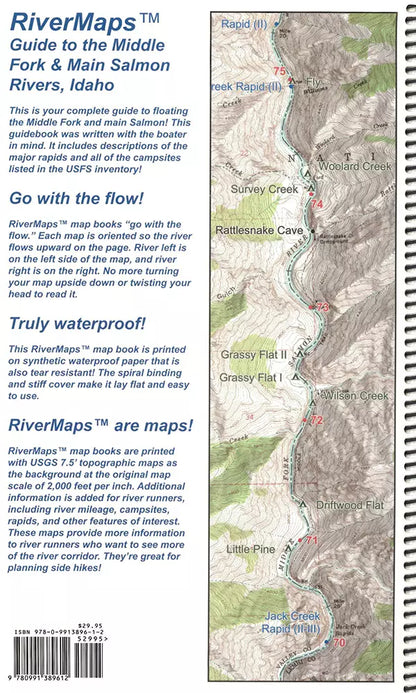 Rivermaps - Guide to the Middle Fork and Main Salmon Rivers, Idaho. This description focuses on the middle fork of the white salmon river, providing detailed river maps for those looking to explore this section.
