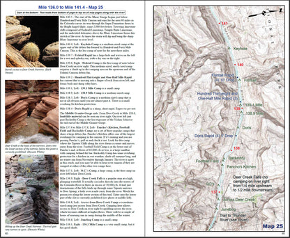An Rivermaps Guide to the Colorado River in the Grand Canyon, featuring a map of a canyon and a map of a trail.