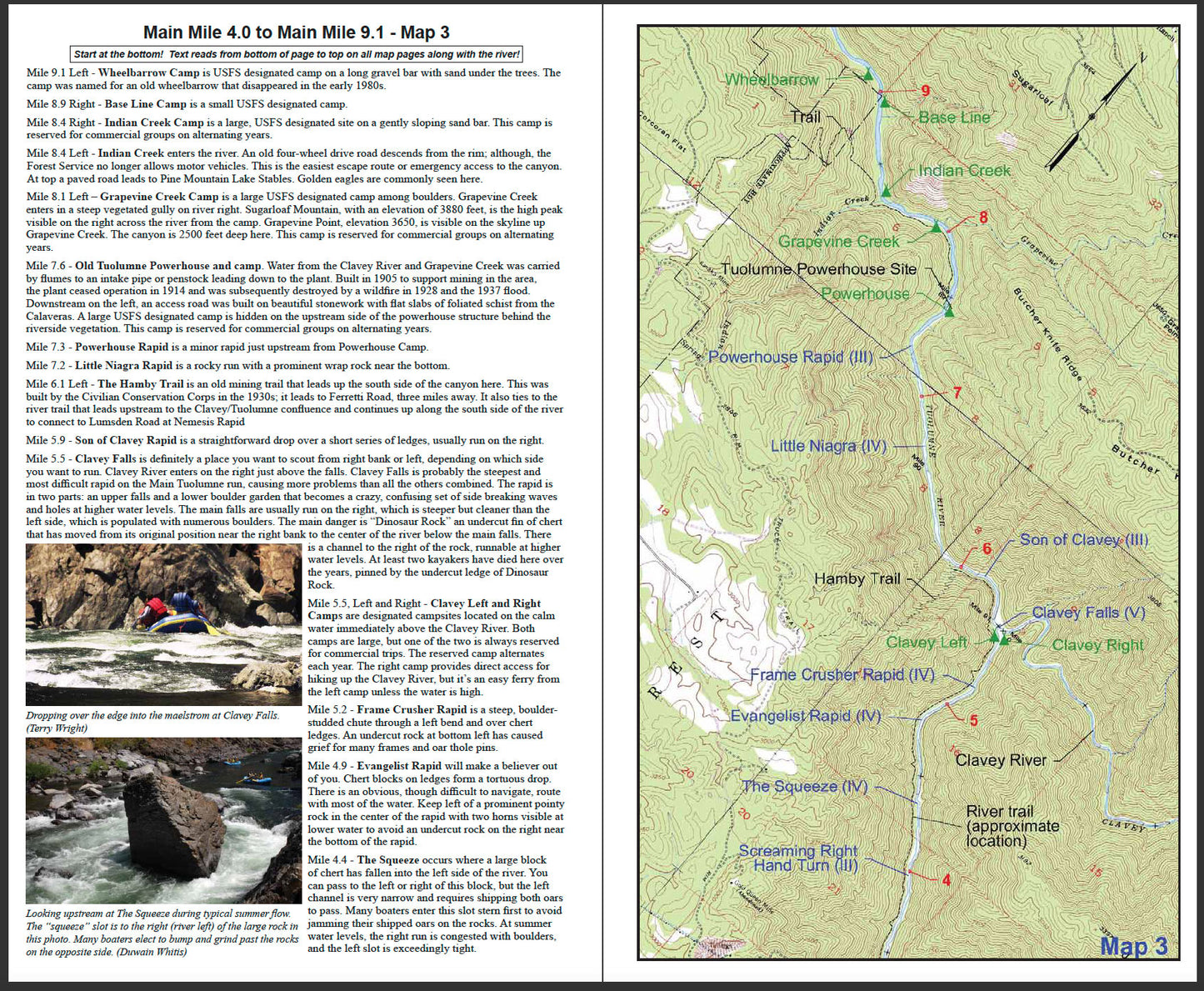 Waterproof and tear-resistant Rivermaps guide books with mile-by-mile descriptions of the Guide to the Cherry Creek/Upper and Main Tuolumne River in California.